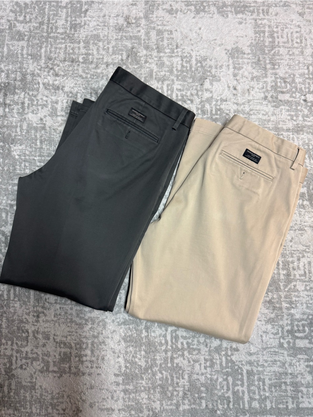 Men's Chino Pants in Beige and Dark Gray - Classic Slim Fit